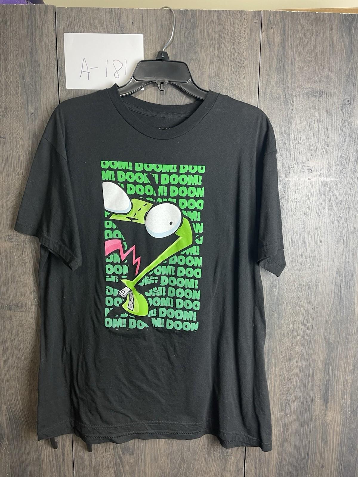 Nickelodeon Invader Zim Gir Impending Doom Repeated Adult T-Shirt Black Mens L Unisex T-Shirt L