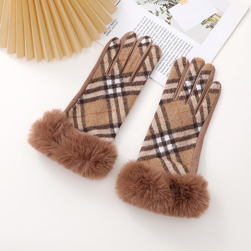 

Женские ветрозащитные клетчатые перчатки для сенсорных экранов – теплые, мягкие и модные для осени и зимы