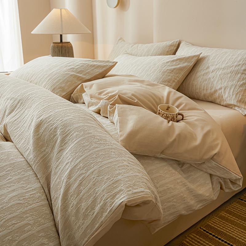 2025 Style Pure Cotton Double Gauze Flannel Bedding Set - Winter Duvet Cover and Bed Sheet, 100% Cotton