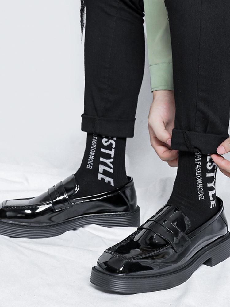 Muži Podnikání Ležérní Lakované Kožené Boty Pánské Harajuku Korejské Streetwear Vintage Svatební šaty Kožené Boty