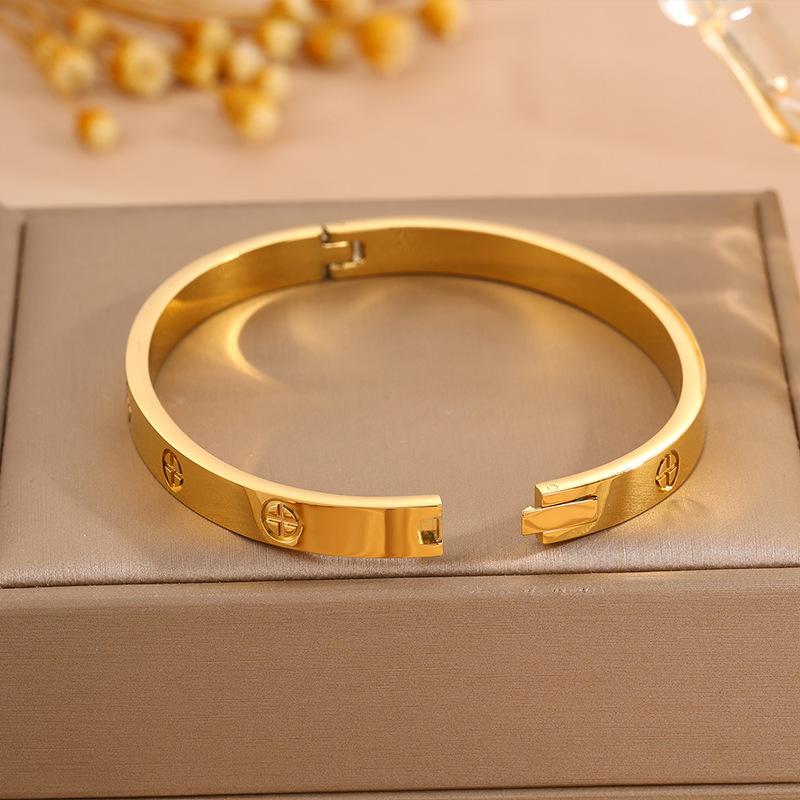 Gold , Fashionable Versatile Screw Titanium Steel , Simple Design Cross Hidden Buckle