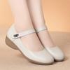 Spring and Autumn New Women's Shoes Leather Single Shoes Soft Sole Nurse Shoes Flat Sole Soft Surface Large Size Middle-aged and Elderly Mother Shoes