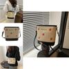 Stylish Woven Bucket Bag For Women Casual Summer Crossbody Tote In Khaki And Beige