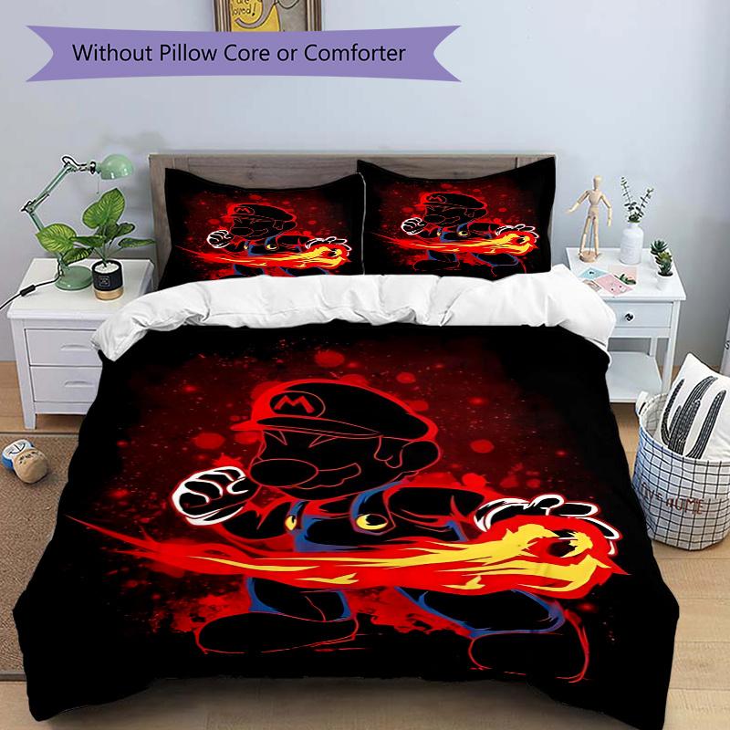 

3pcs Super Mario Printed Bedding Set, Soft and Comfortable Quilt Cover for Bedroom, Guest Room .H089 135x200cm
