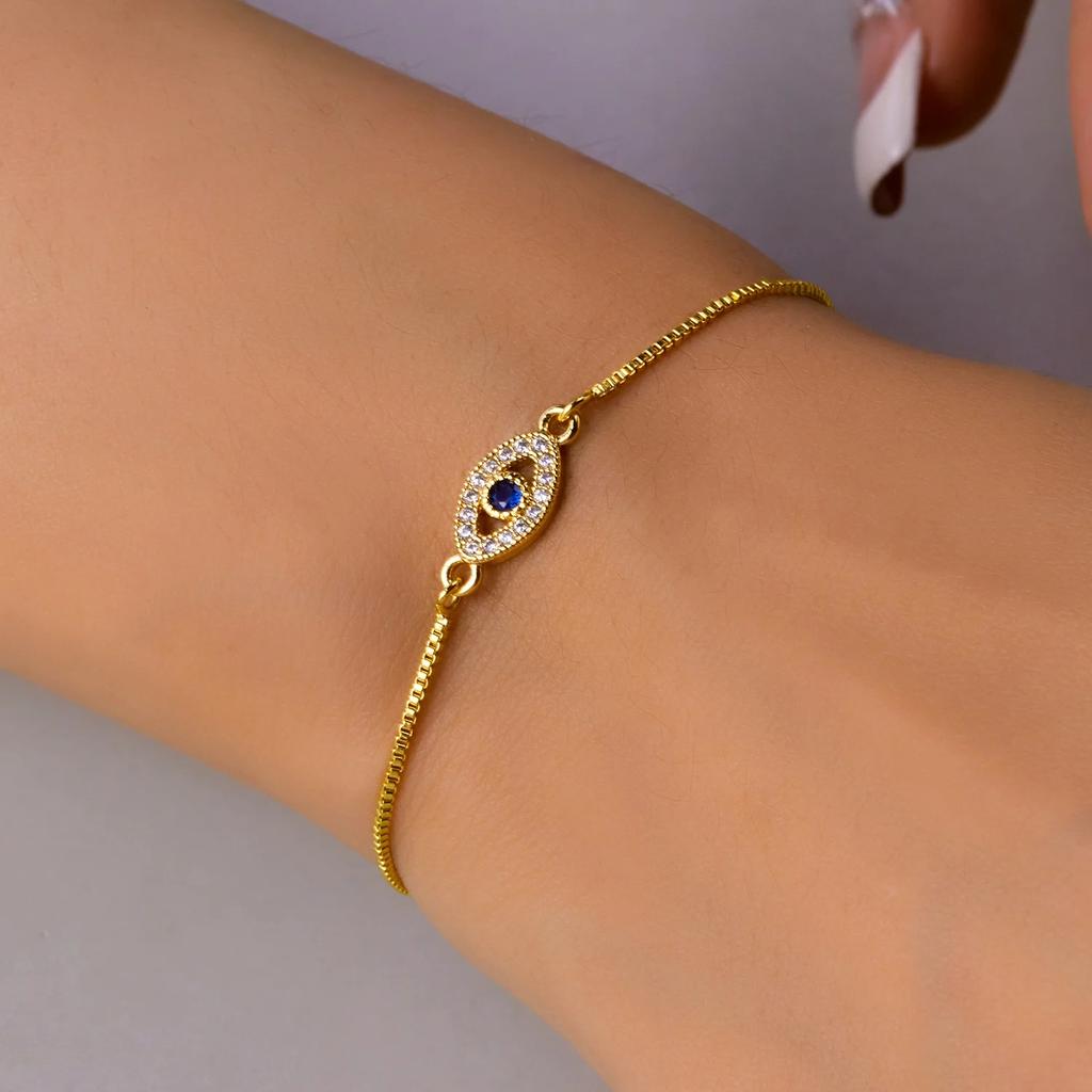 Blue Zircon Lucky Evil Eye Pendant Necklace for Women Fatima Hand Turkish Eye Clavicle Chains Female Choker Wedding Jewelry Gift