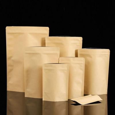 50pcs Kraft Paper Self-supporting Bag Thickening Waterproof Sealing Bags Snacks Dried Fruits Tea Storage Packaging Bag