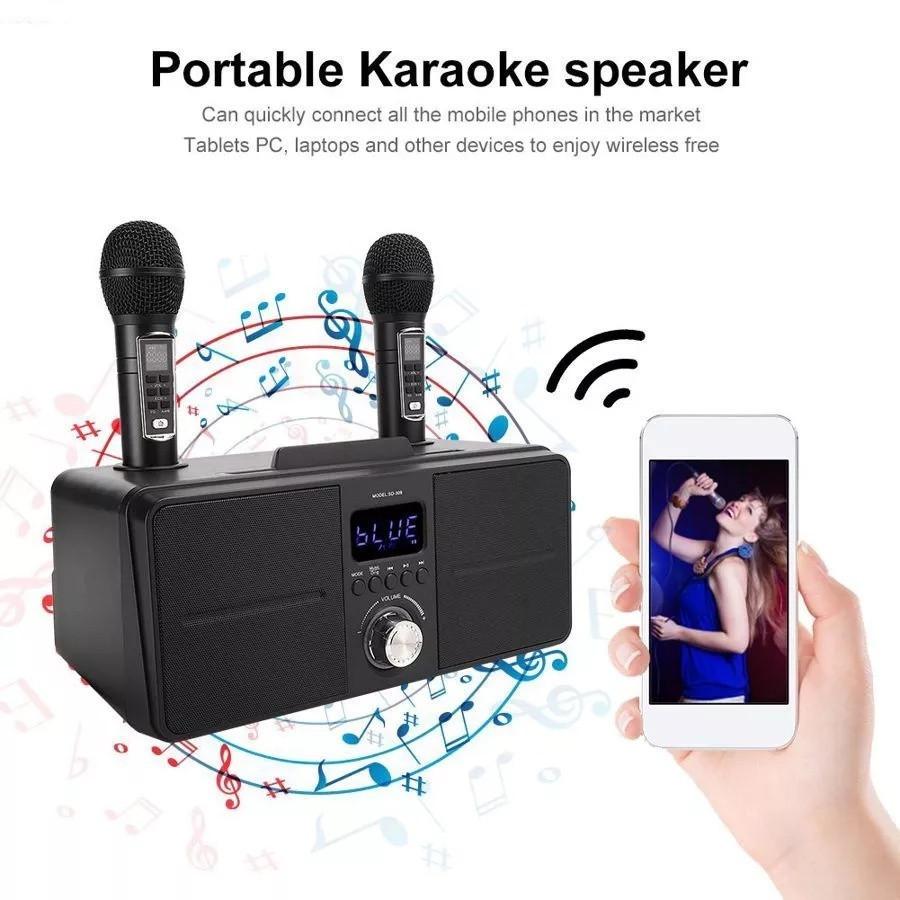 30W Wireless Bluetooth Dual Microphone Karaoke Portable 3D Stereo Speaker TV Family KTV Dedicated Configuration Set