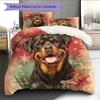 Pink Rottweiler Pattern Bedding Home Decoration Birthday Gift (1 * Duvet Cover + 2 * Pillowcase, Without Core)