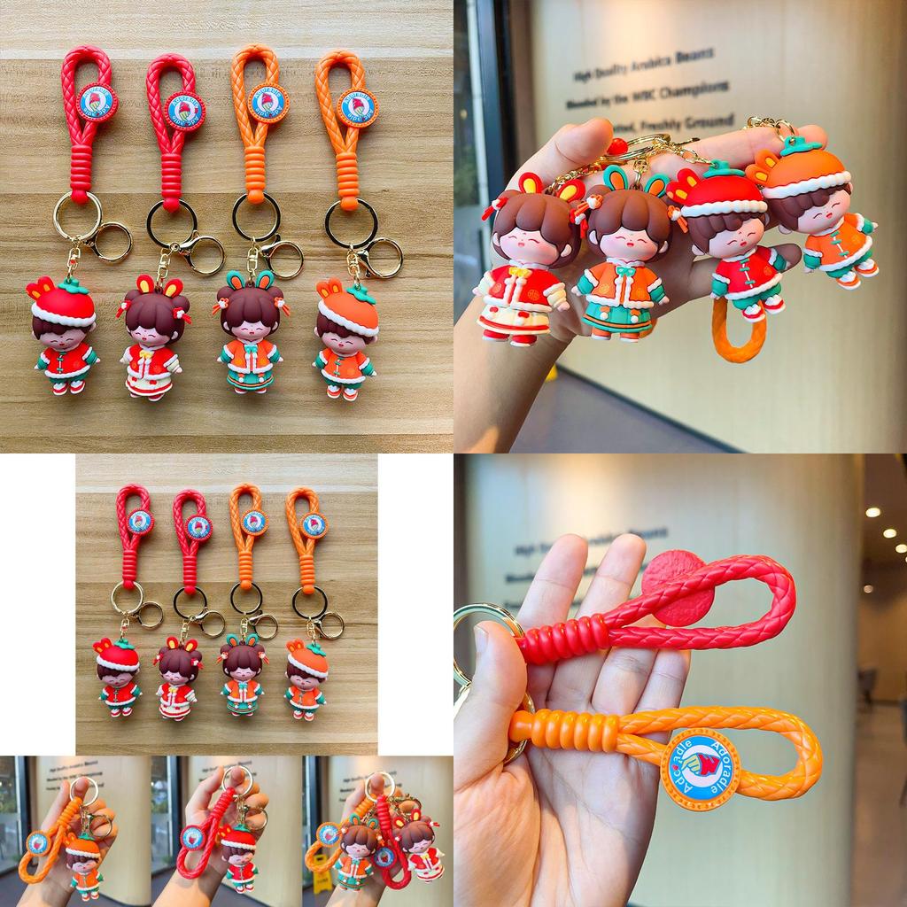 Delightful Good Luck Rabbit Keychain Silicone Key Ring Adorable Cartoon Design