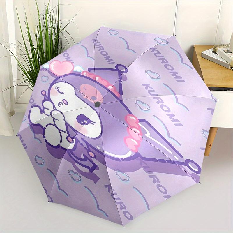 

Kuromi,Pastel Automatic Folding Umbrella-Simple 8-Rib Design, Bright Cartoon Pattern, Durable Iron Frame, Suitable For Travel, Outdoor, Beac