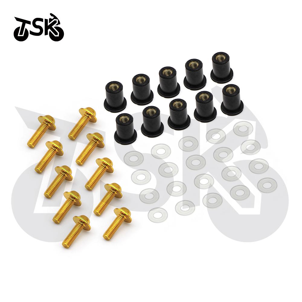 For YAMAHA YZF R1 R6 FZS 1000 YZF-R1 YZF R6 SUZUKI KAWASAKI BMW 10pcs Windshield Screw Nut Sets Windscreen Bolt Kit