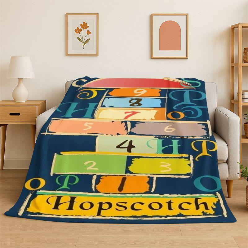Lustige Tier-Hüpfburg Digitale Spiele Flanelldecke Weiche Überwurfdecke für Schlafzimmer Wohnzimmer Bett Reisen Camping Picknick Nickerchen