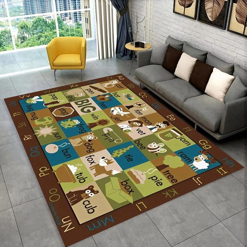ABC Cartoon Alphabet Kids Bedroom Carpet for Home Living Room Decor Hallway Non-slip Floor Mat Hotel Sofa Coffee Table Area Rugs