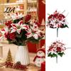Artificial Flowers for Patio Poinsettia Flowers, Christmas Fake Floral Berry Centerpiece, Fade-Resistant Synthetic Leafy Shrubs Red And