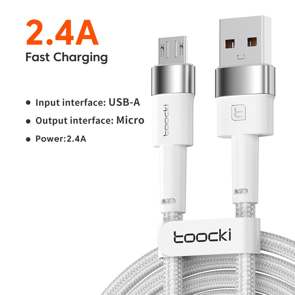 2.4A Fast Charging Cable USB A To Micro USB, Aluminum Alloy Shell Android Charger Cord for Huawei Samsung