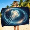 Large Microfiber Beach Towel, Cosmic Space Eye & Planets Print, Sand Free & Quick Dry, for Mystical Sci-Fi Summer Beach Use