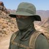 Camouflage Sonnenhut mit Sturmhaube Gesichtsmaske, UV-Schutz Herren Hut mit breiter Krempe, Atmungsaktiver Fischerhut für Outdoor Angeln Wandern Radfahren
