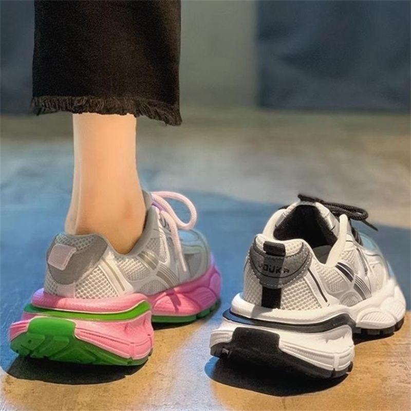 Schuhe für Damen, lässige Sneaker, Plateau-Sneaker, Fling Sneakers, Zapatos De Mujer Basket Lace-Up Casual Chunky Shoes, Übergröße 43