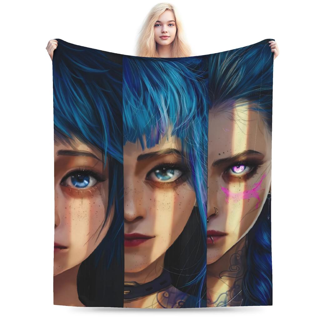 Anime Jinx Arcane Super Soft Blanket 3D Print Picnic Plush Throw Blanket Fashion Bedroom Flannel Bedspread Sofa Bed Cover