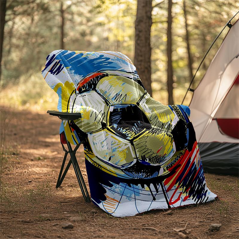 Soccer Theme Printed Blanket - Perfect for Couch, Bed, Travel & Outdoor Use | Machine Washable, Cozy & Durable.