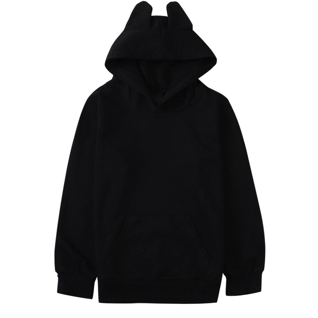 Jednobarevná mikina s kapucí pro větší děti - Unisex pulovr