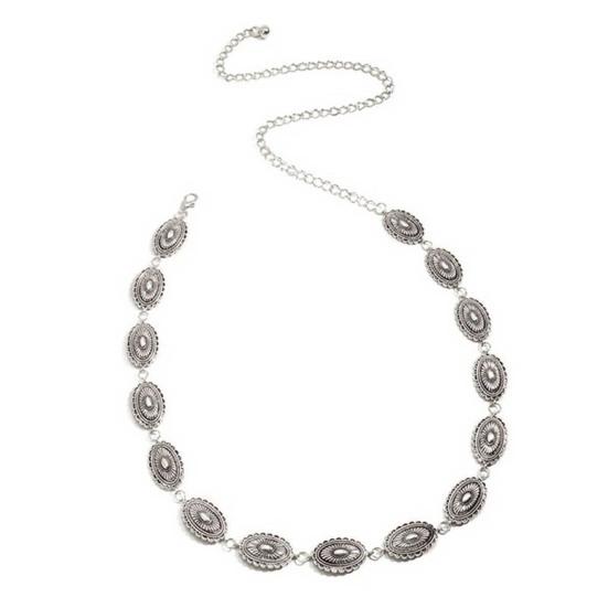 Women Waist Chain Bohemia Style Adjustable Denim Belt Alloy Polished Edge Waist Strap Jewelry Accessories