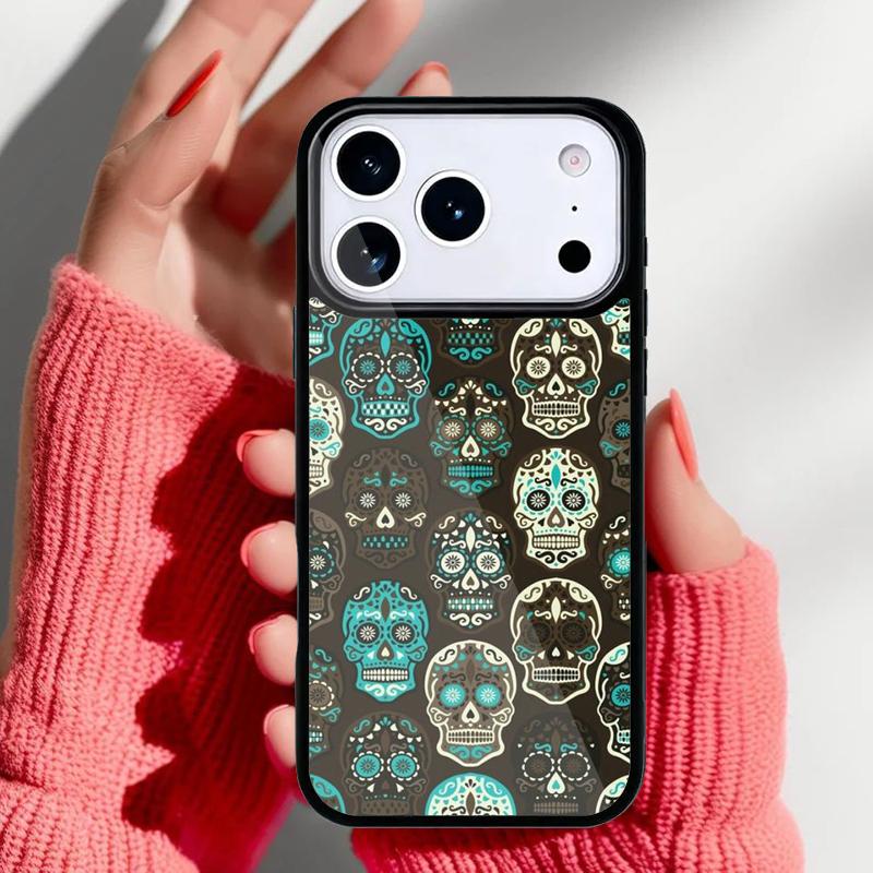 Mexican Skull Flower Phone Case for iPhone 17 Air 16e 15 14 13 Pro Max Back Cover for 12 11 Pro Coque