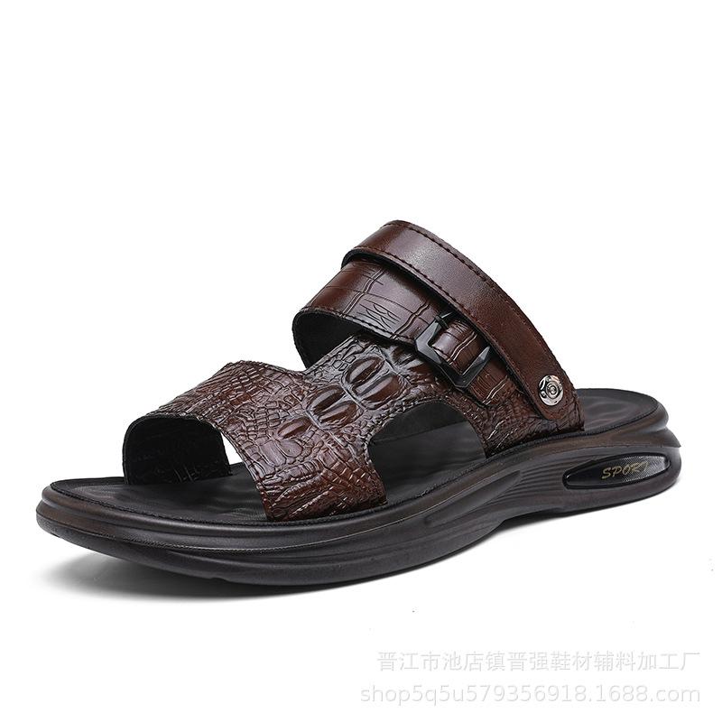 

Босоножки Мужские Платформа Открытый носок Мужская Пляжная обувь Мягкая подошва Модные Большой размер Уличные Кожаные Повседневные Шлепанцы Трендовая Мужская обувь 44 коричневый