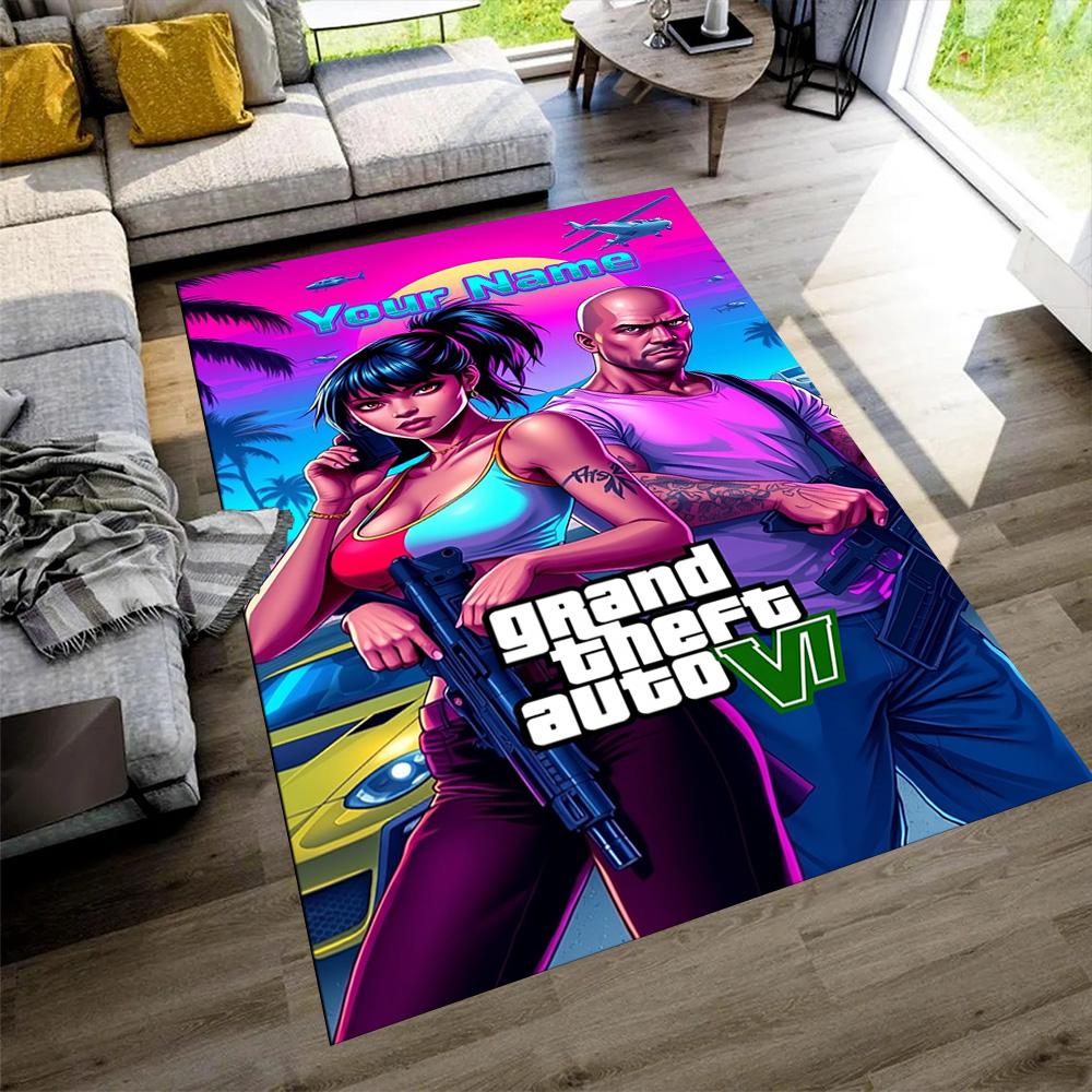 Grand Theft Auto Personalized Name Floor Rug Office Rug Suitable for Balcony Foyer Outdoor Living Rooms Antislip Carpet Office home decor