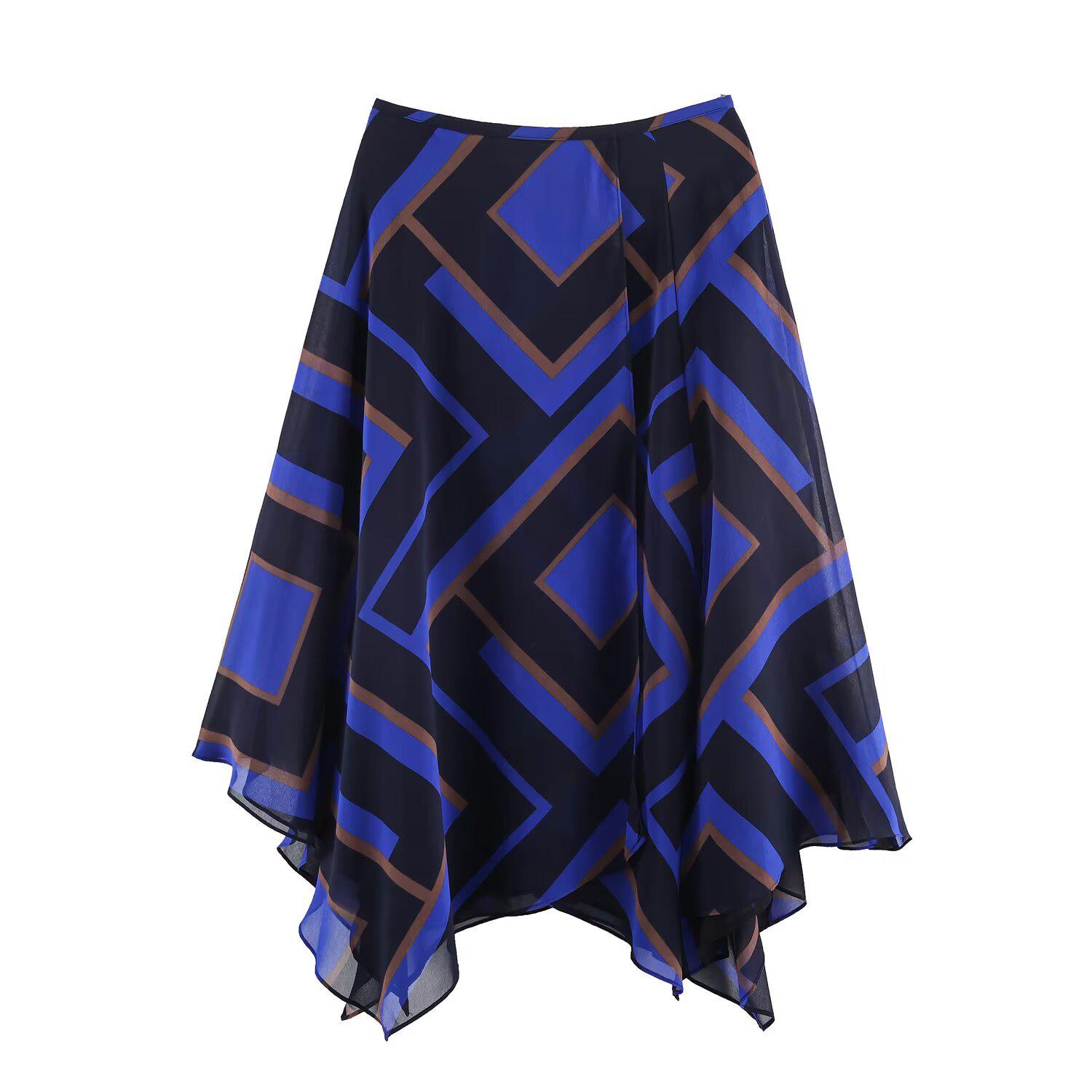 TAOP&ZA Women s Retro Printed Asymmetrical Midi Skirt - Spring 2026 Collection Extra Small