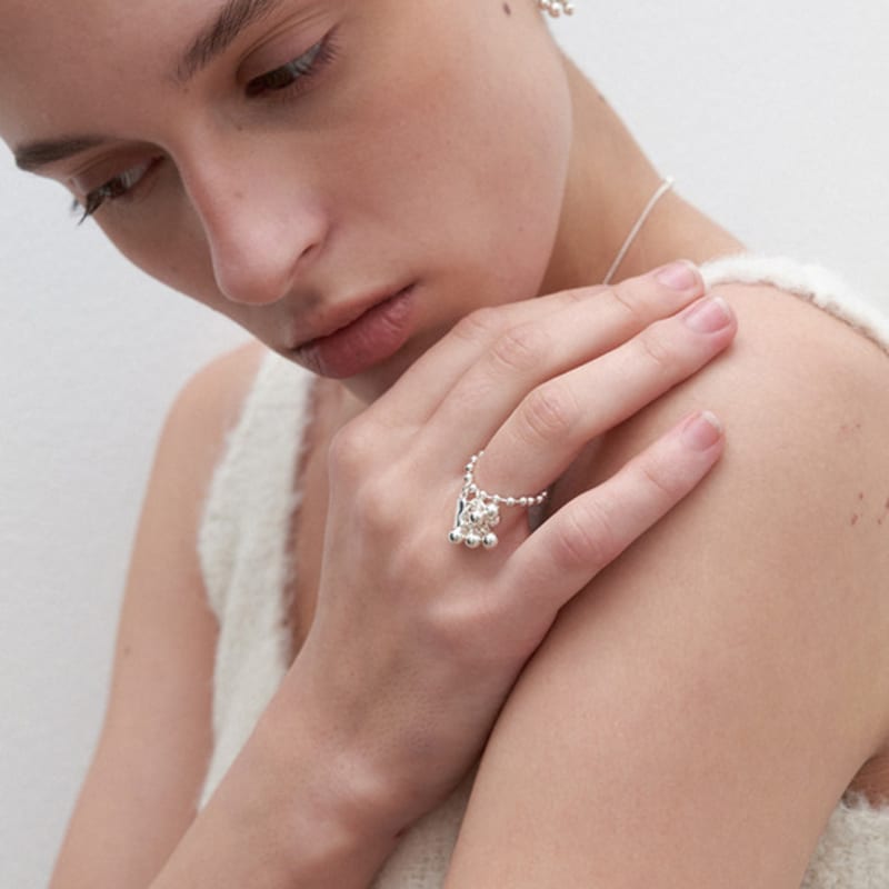 MIDNIGHT MOMENT popping ball ring - silver