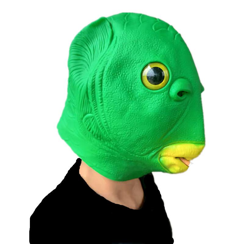1 Stück, Grüne Fischmaske Lustige Latex Vollkopf Realistische Maske, Maskerade Halloween-Kostüm