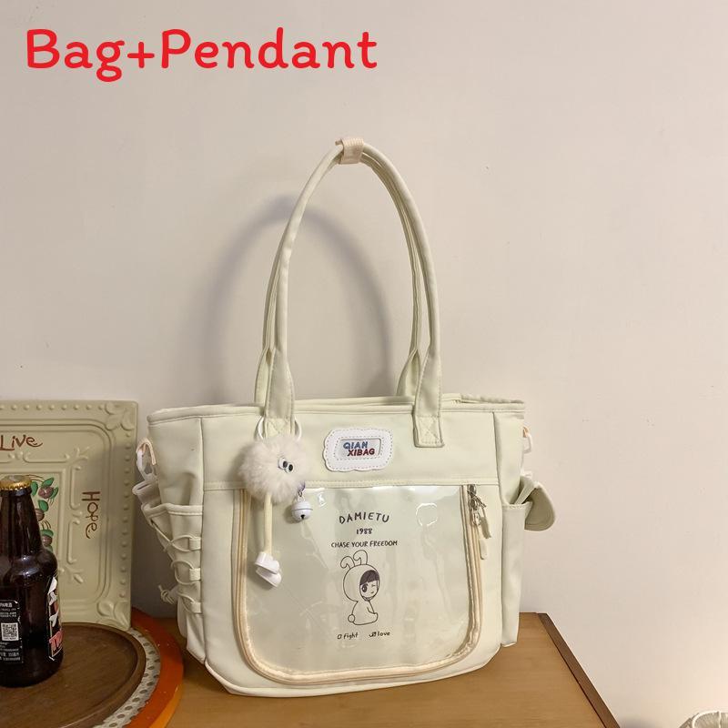 Cute Cartoon Nylon Shoulder Bag Letter Pattern For School Girls