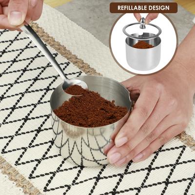 Stainless Steel Sugar Bowl Set with Glass Lid Spoon and Tray Rustproof Seasoning Box Round Condiment Pots Polished Shiny Sugar
