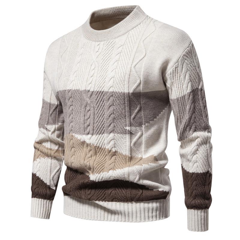Men S Vintage Color Block Long Sleeve Knitted Pullover Sweater