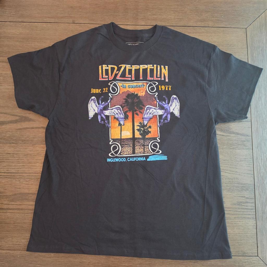 Led Zeppelin 1977 Inglewood Kalifornien Konzert Grafik T-Shirt Schwarz XL Neu ohne Etikett Unisex T-Shirt