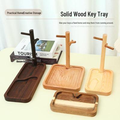 Solid Wood Entryway Key Holder & Storage Tray - Creative Desktop Ornament