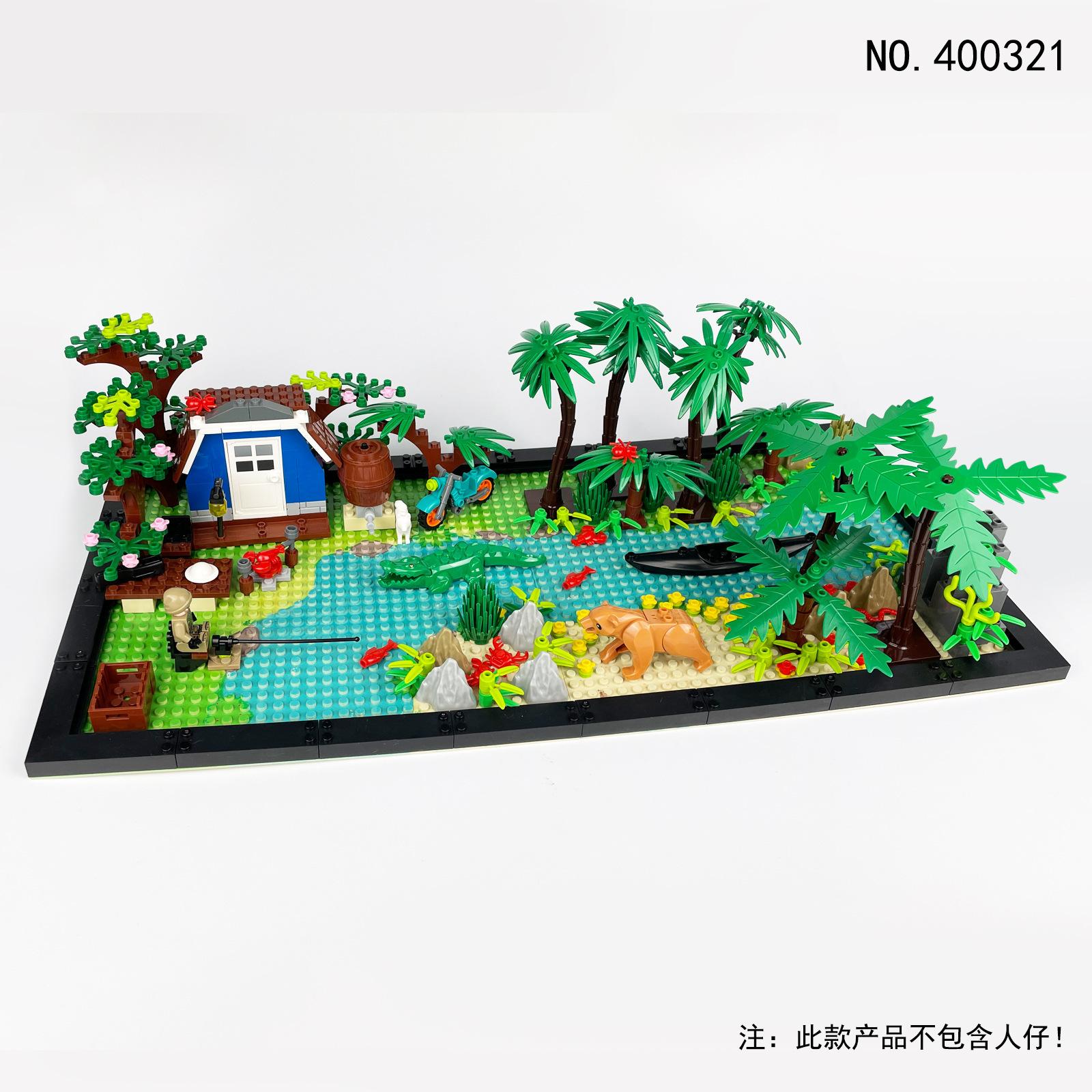 Wilderness 400321 Строительный блок с мелкими деталями Игрушка Животное Крокодил Медведь Аксессуары Мотоцикл