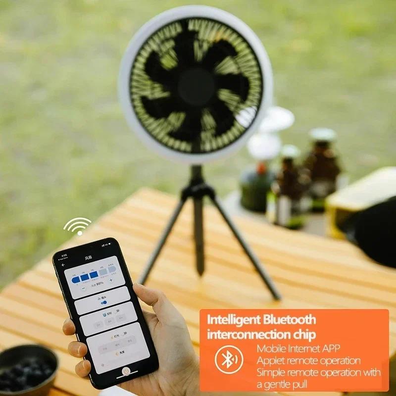 10000mAh Smart Camping Fan Rechargeable Desktop Portable Wireless Ceiling Electric Fan with Power Bank LED Lighting Tripod Amagi