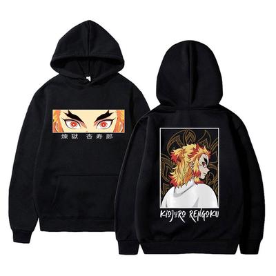 Japan Anime Demon Slayer Kimetsu No Yaiba Rengoku Kyoujurou Print Hoodie Man Manga Sweatshirt Unisex Harajuku Oversized Streetwear