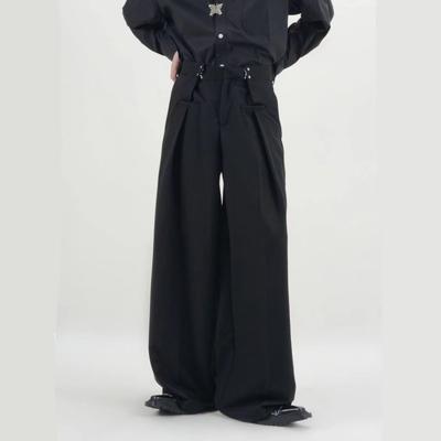 Pants Men Fashion Casual Solid High Street Simple Hip-hop Wide Leg Trousers All-match Korean Style Loose Temperament College New