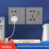 Grey Wall 13A UK Socket with Type-C & USB Charger