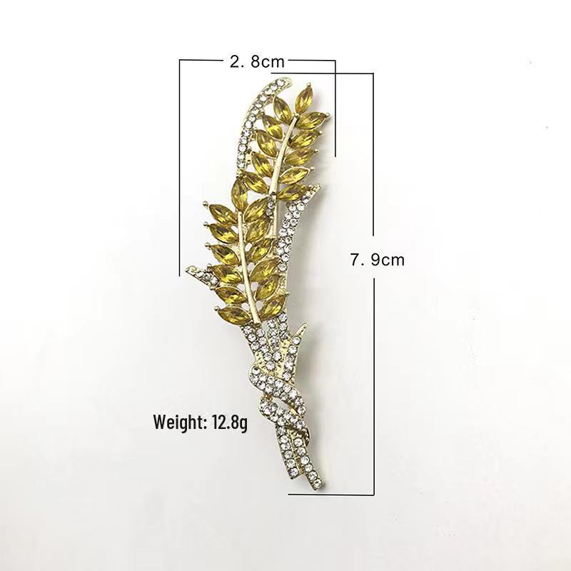 Elegant Wheat Ear Crystal Brooch – Luxury Women's Accessory for Scarves and Waist Pinning