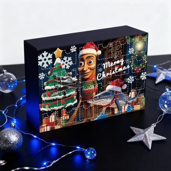 Adventskalender 2025 Acryl Weihnachts-Countdown-Kalender mit 24 einzigartigen Mini-Puppenanhängern Festliche Weihnachtsdekorationen für Kinder und Jugendliche