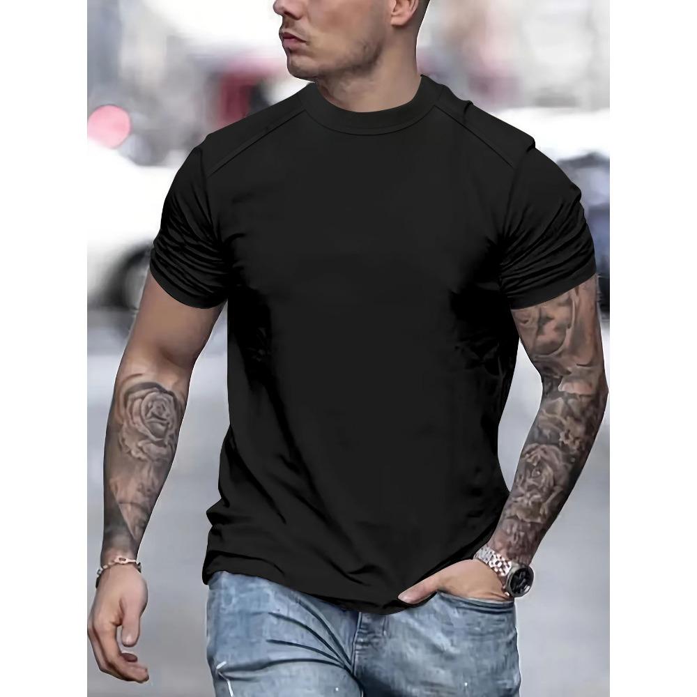 Мужская футболка с круглым вырезом, повседневный топ XXXL чёрный