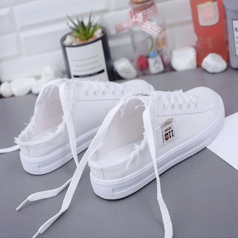 Canvas Shoes New Women's Spring Little White Shoes Flat Bottom Board Shoes Lazy Shoes