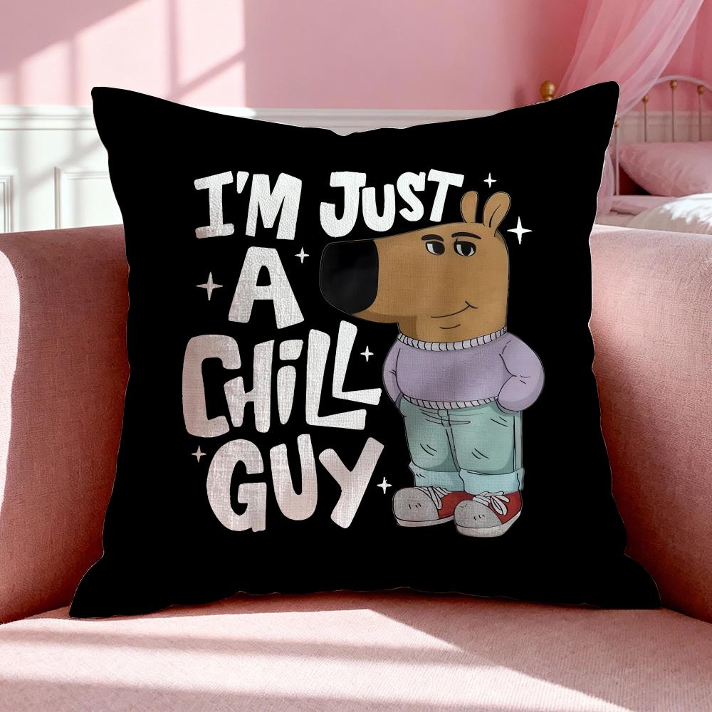 Character C-Chill Guy Cushion Cover Breathable Linen Pillowcase Summer Odorless Eco-Friendly Invisible Zipper Washable