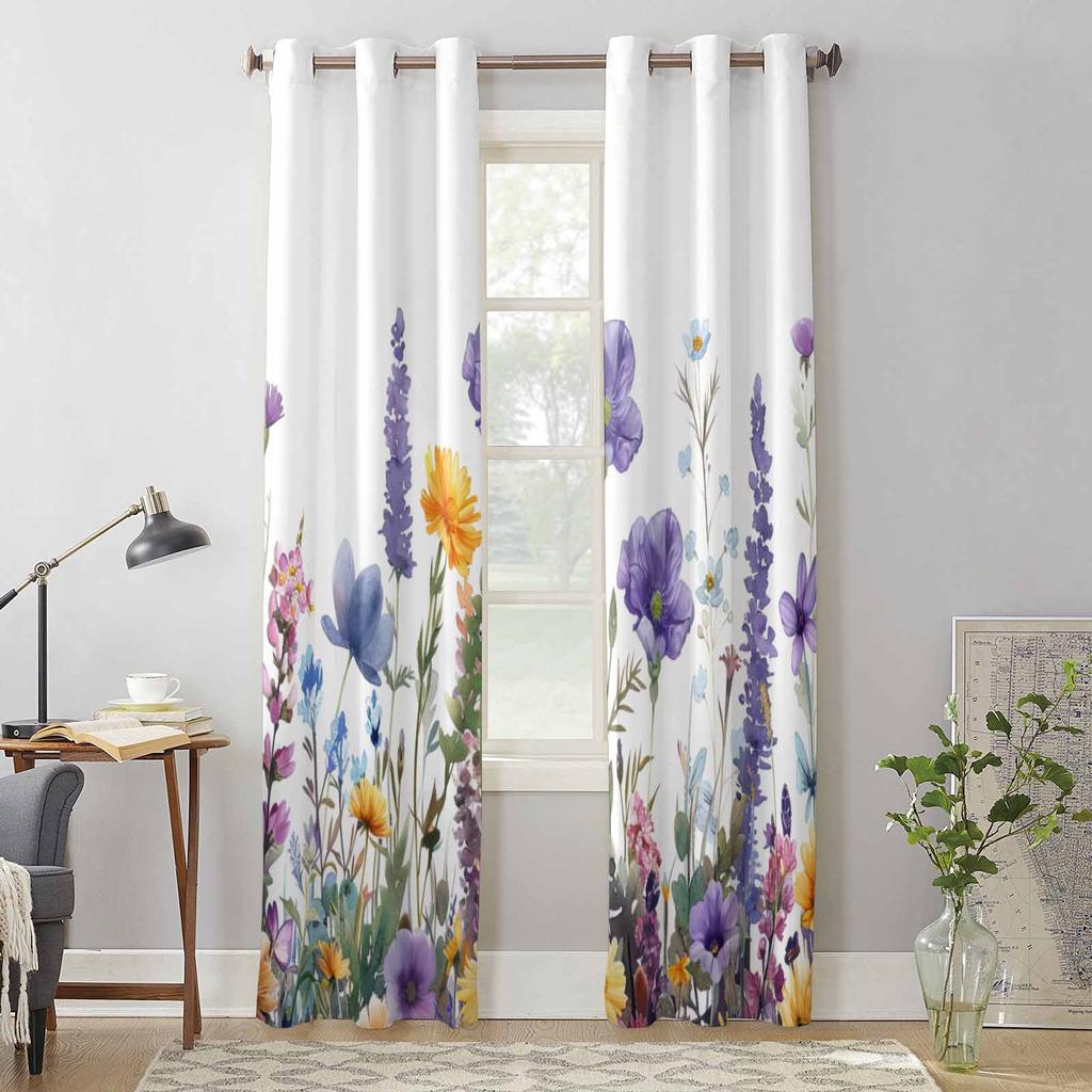 Flower Plant Daisy Lavender Window Curtains for Living Room Luxury Bedroom Curtain Kitchen Blinds Drapes Curtains