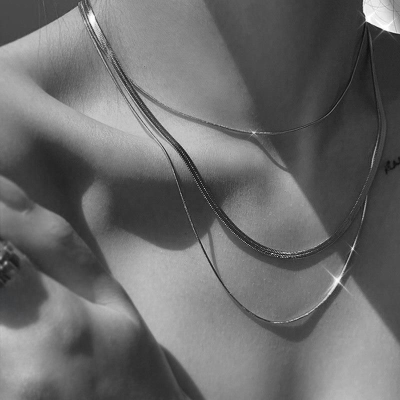 Trendy Double-Layer Snake & Blade Chain Necklace for Women