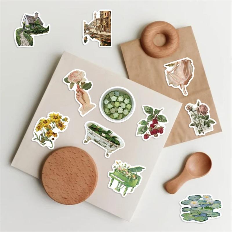 10/30/50 PIEZAS Pegatina Adhesiva de PVC de Vida Rural Vintage Papelería Estética Decoración DIY Scrapbooking Material Escolar